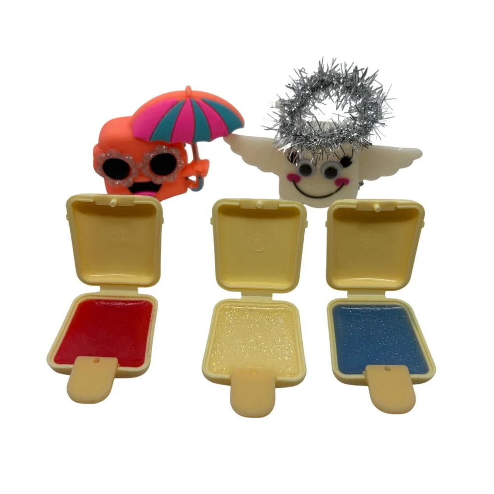 Claire's Pucker Pops Lip Gloss Keychain Set Angel Summer Umbrella Blue Glitter‎